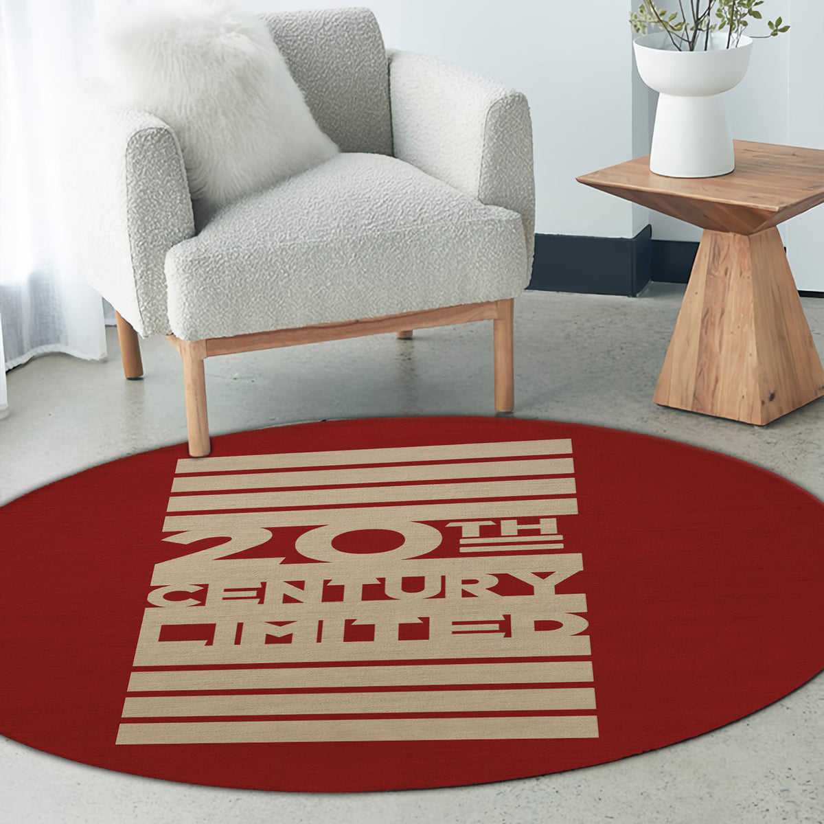 20th Century Limited Style Round Area Rug, Vintage Railroad Circle Rug, Home Decor for Living Room Entryway, Gift for Train Lovers