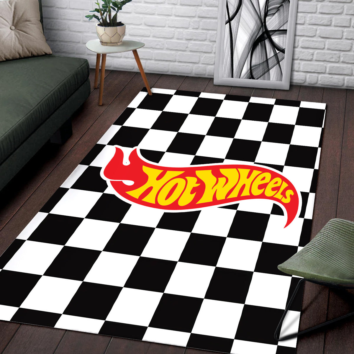 Hot Wheels Hot Rod Area Rug Car Lover Home Decor for Living Room Kids Room, Gift for Boys