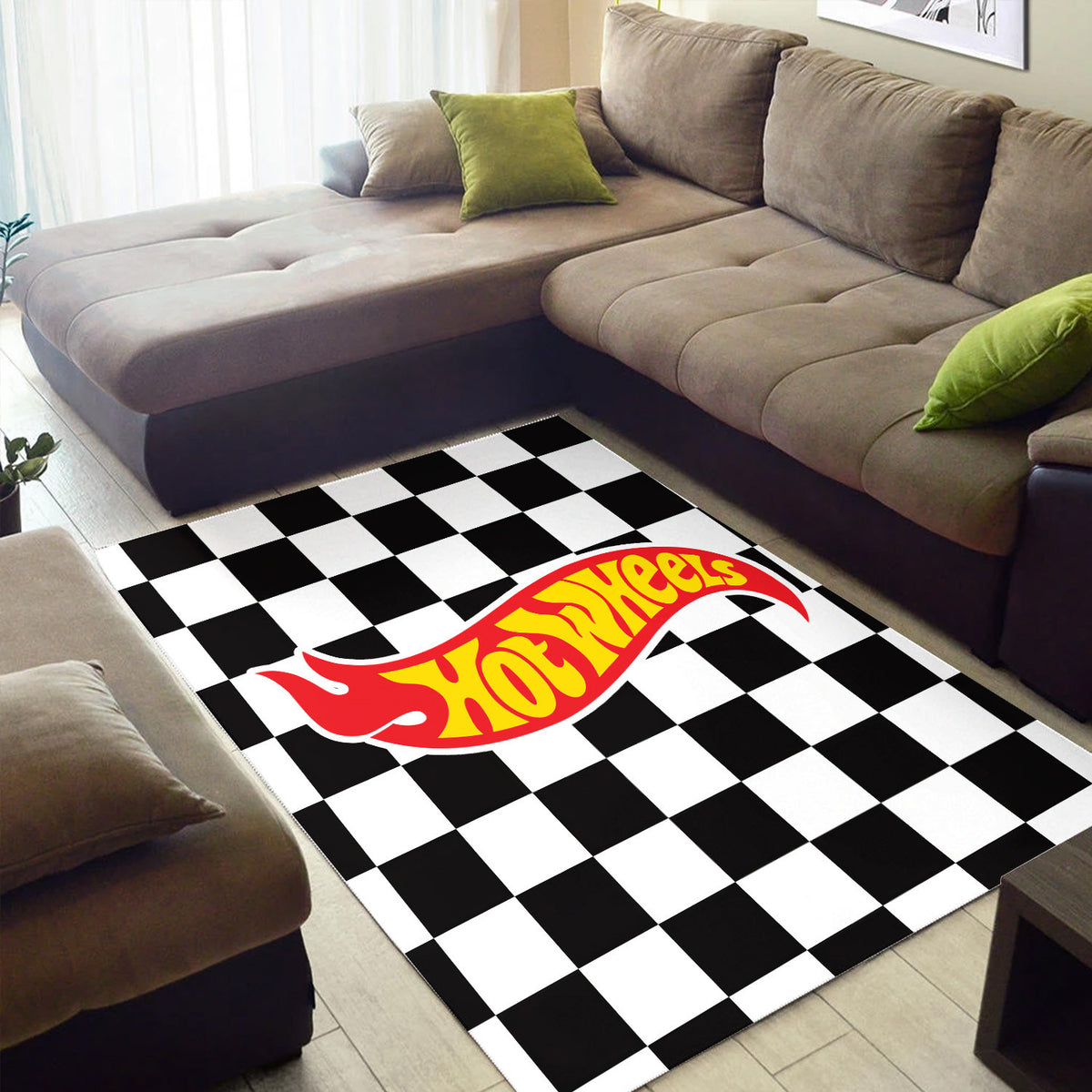 Hot Wheels Hot Rod Area Rug Car Lover Home Decor for Living Room Kids Room, Gift for Boys