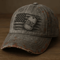 DD-214 Veteran Hat, Distressed Military USA Cap, Patriotic Dog Tag Veteran Gift for Him