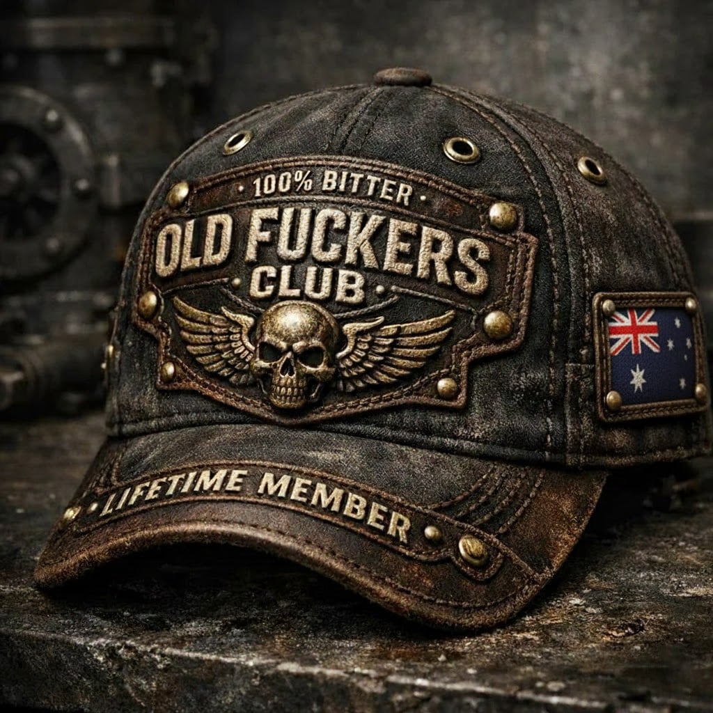 Old Fuckers Club Baseball Printed Cap, Vintage Australia Skull Biker Hat, Lifetime Member Funny Hat, Gift for Him