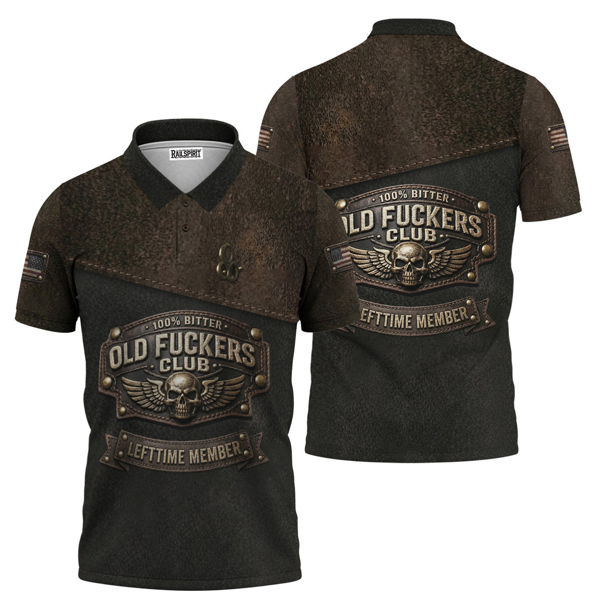 Old Fuckers Club Polo Shirt, 100% Bitter Lifetime Member Skull Polo, Funny Biker Gift for Men Dad Husband