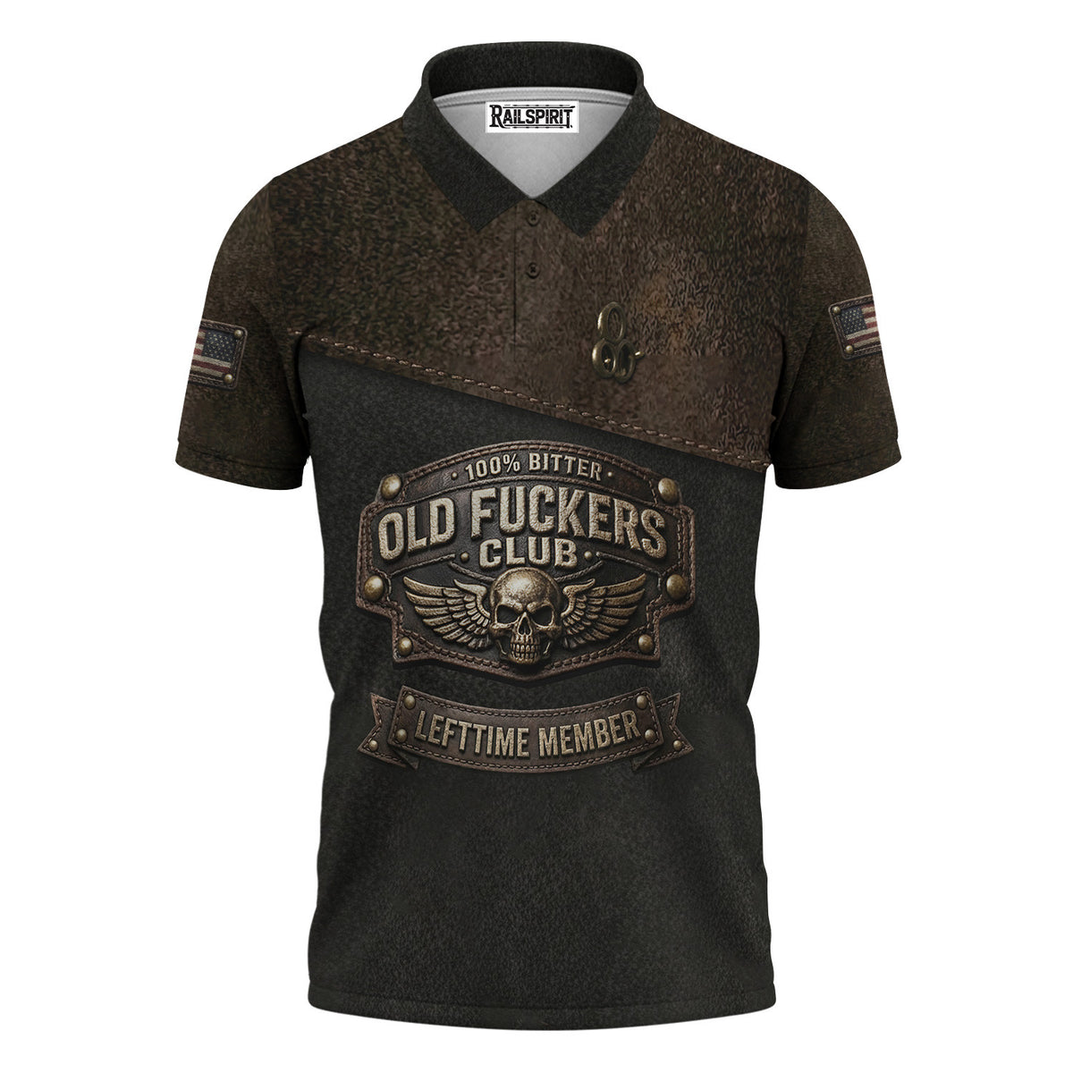 Old Fuckers Club Polo Shirt, 100% Bitter Lifetime Member Skull Polo, Funny Biker Gift for Men Dad Husband