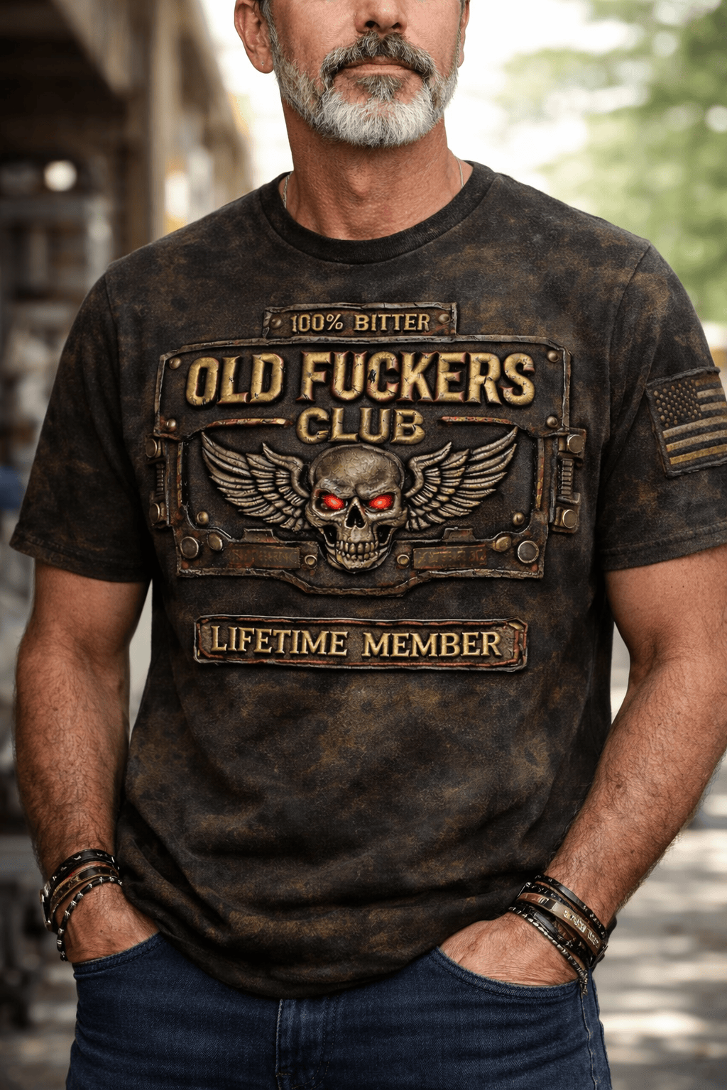 Old Fuckers Club T Shirt, Vintage Skull Biker Shirt Lifetime Member, Funny Shirt for Men Dad Husband