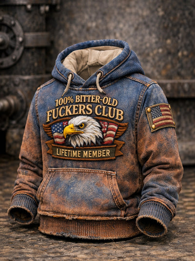 Old Fuckers Club Hoodie, Vintage Distressed Eagle Hoodie Lifetime Member, Funny Gift for Men Dad Husband