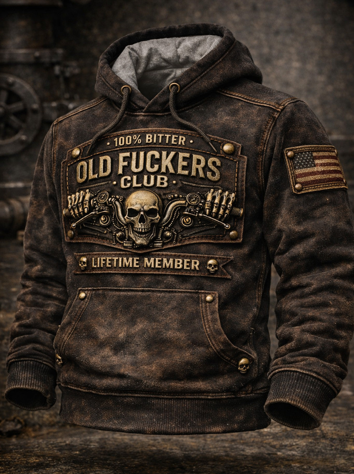 Old Fuckers Club Hoodie, Lifetime Member Skull Hoodie, Vintage Biker Hoodie, Funny Gift for Men Dad Husband