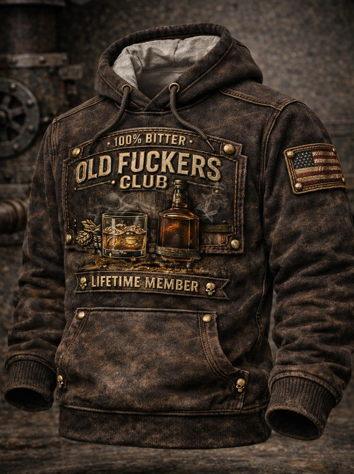 Old Fuckers Club Hoodie, Lifetime Member Skull Hoodie, Vintage Biker Hoodie, Funny Gift for Men Dad Husband