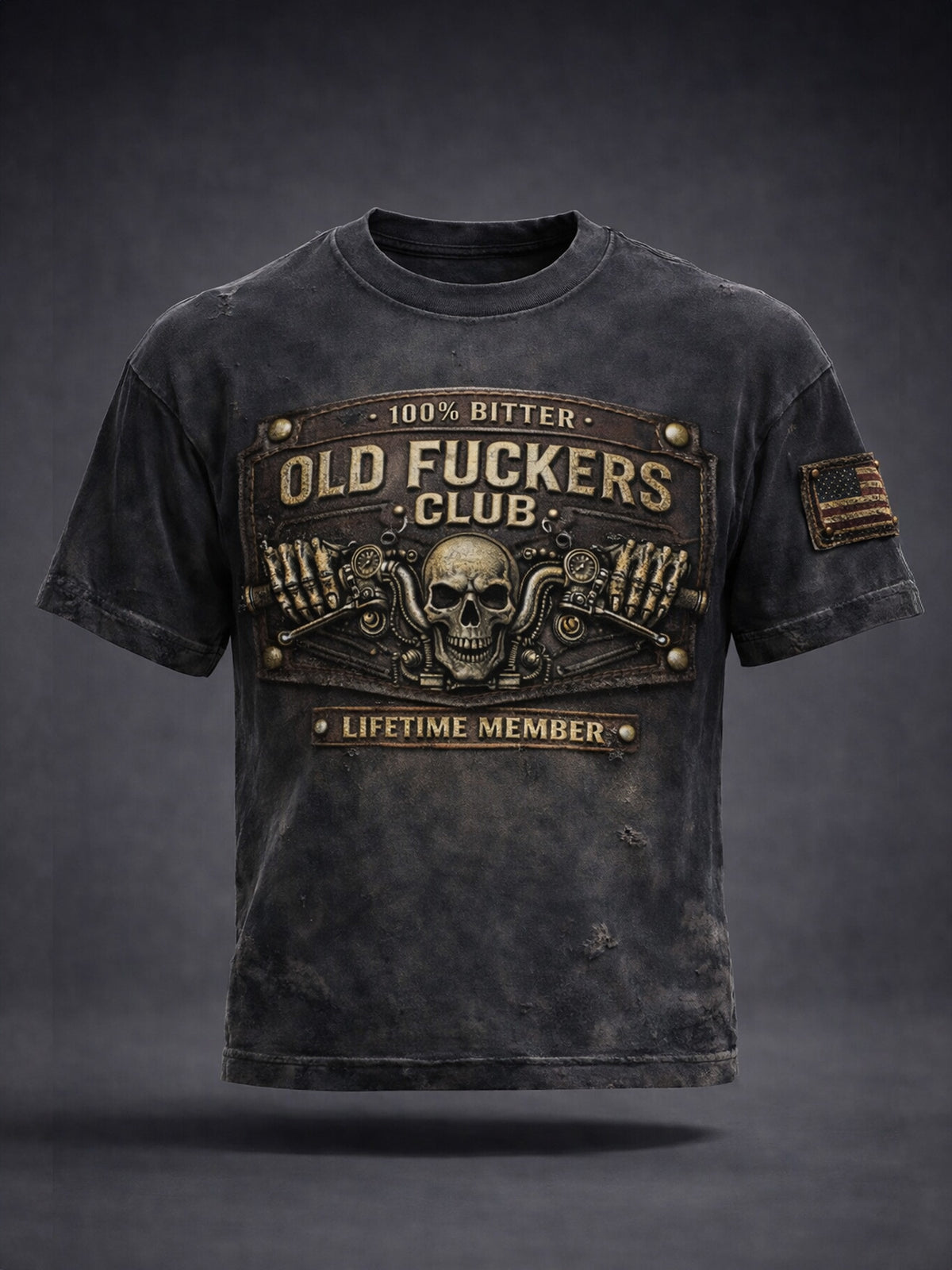 Old Fuckers Club T Shirt, Lifetime Member Skull Tee, Vintage Biker Shirt, Funny Gift for Men Dad Husband