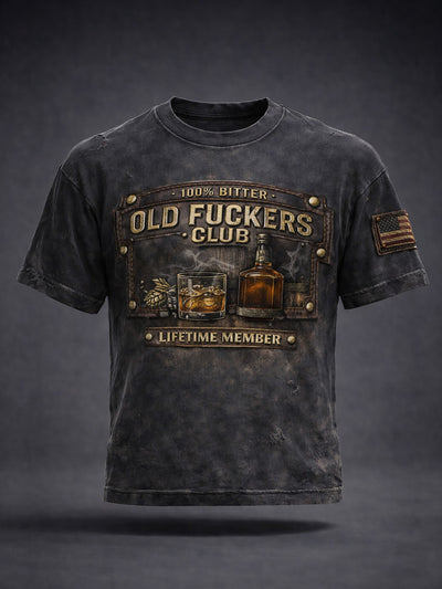 Old Fuckers Club T Shirt, Lifetime Member Skull Tee, Vintage Biker Shirt, Funny Gift for Men Dad Husband
