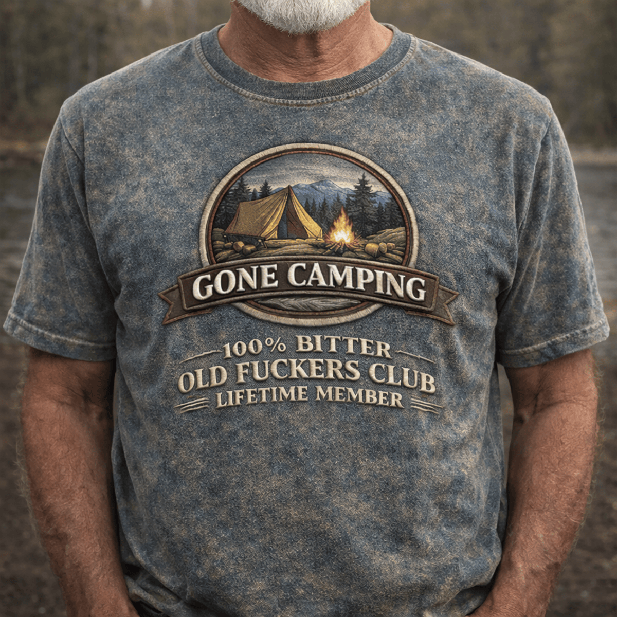 Printed Gone Camping T Shirt, Funny Old Man Camping Shirt, Vintage Outdoor Tee, Dad Grandpa Gift, Old Fuckers Club