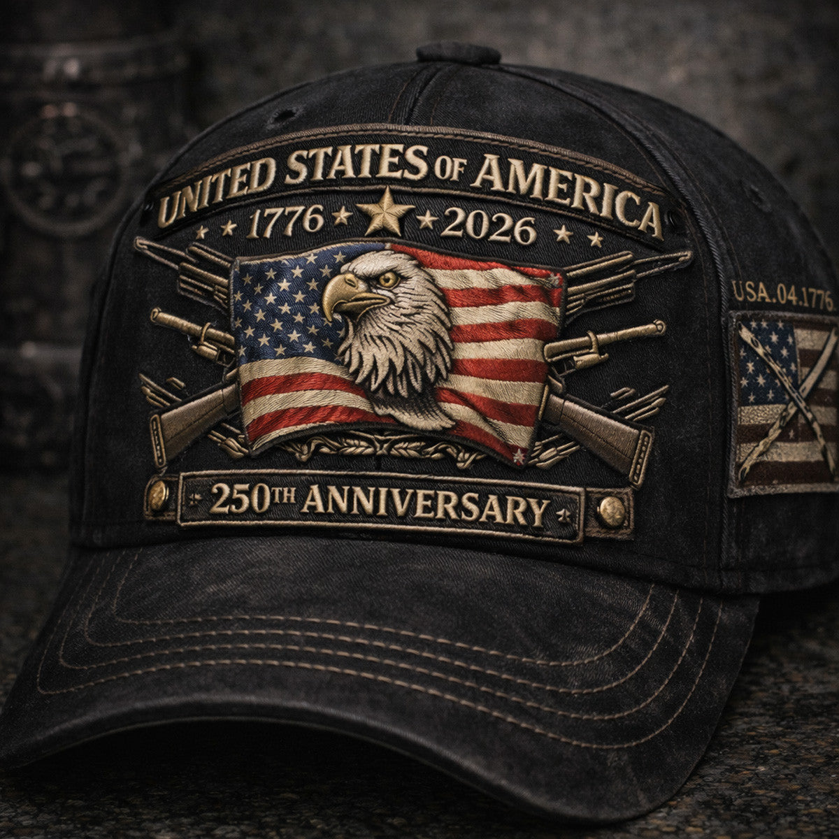 Printed USA 250th Anniversary Cap, United States of America 1776–2026 Patriotic Eagle Hat, Veteran Gift