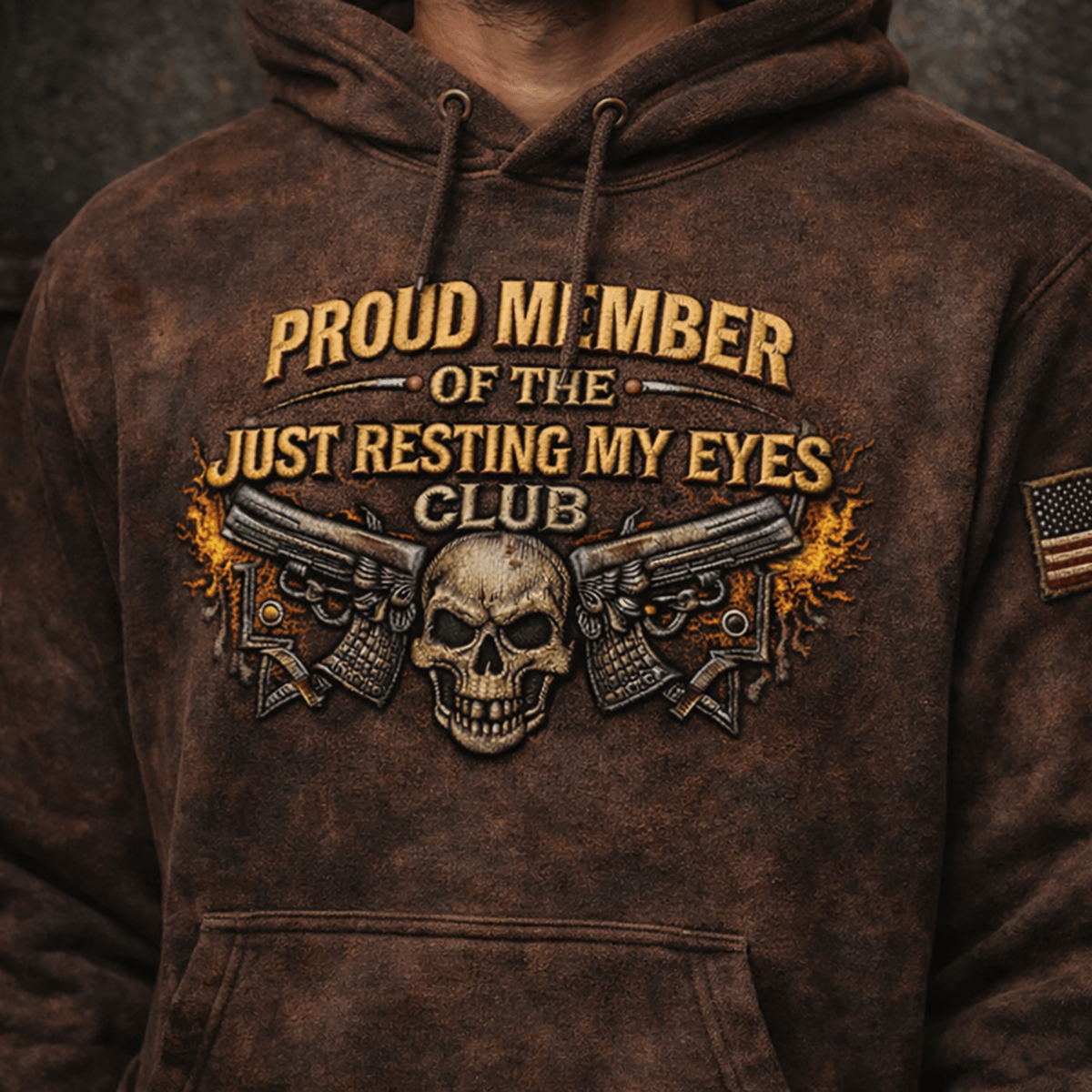 Proud Member Just Resting My Eyes Club Hoodie, Funny Retired Dad Gift, Grandpa Sweatshirt, Skull Graphic Apparel, Print Only