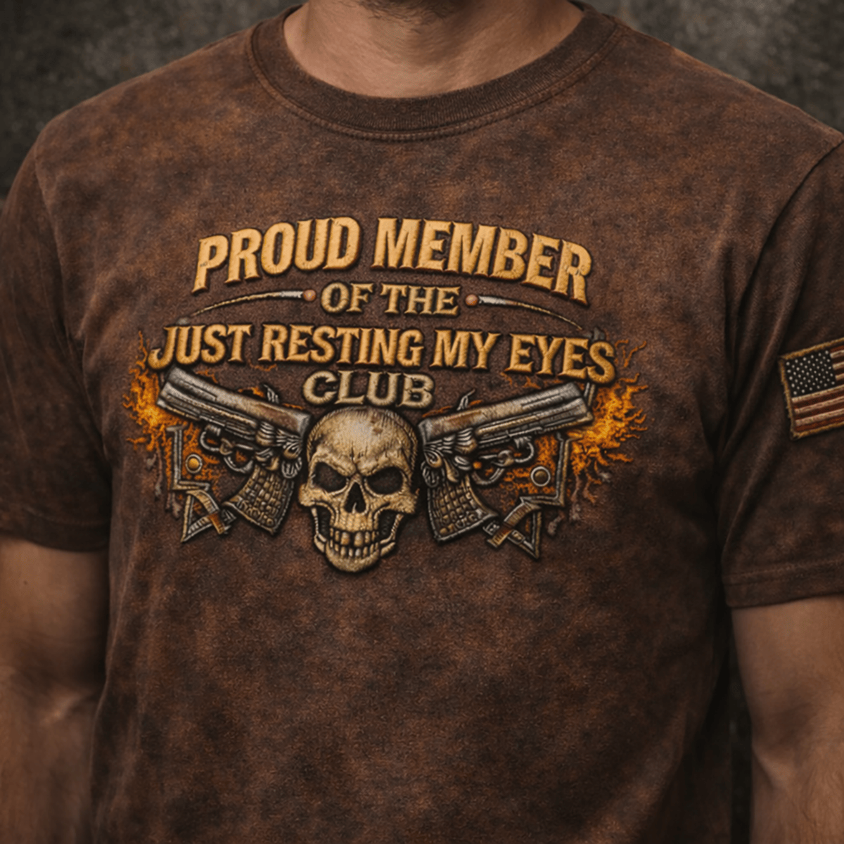 Proud Member Just Resting My Eyes Club T Shirt, Funny Old Man Gift, Retired Grandpa Tee, Skull Graphic Shirt, Print Only