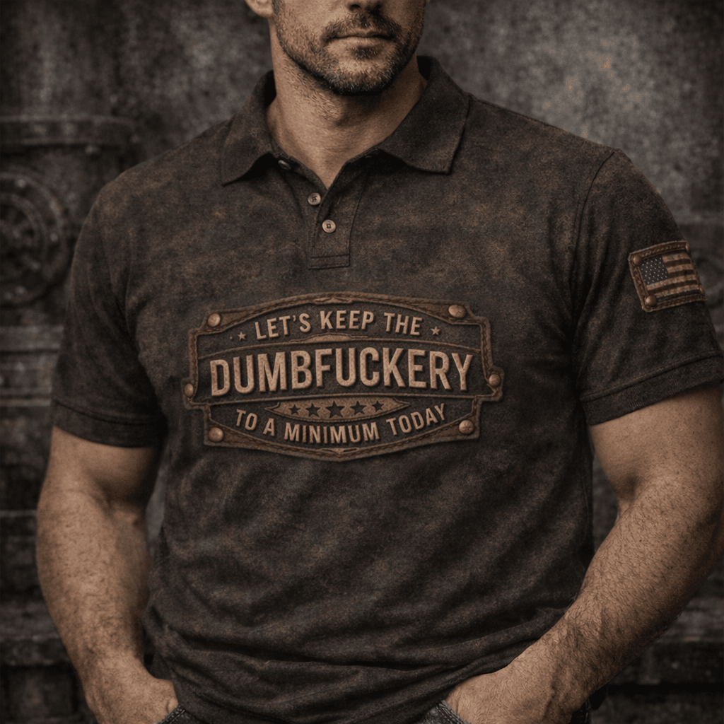 Let’s Keep the Dumbfuckery to a Minimum Today Polo Shirt, Funny Vintage Men Polo, Sarcastic Humor Gift for Dad Men