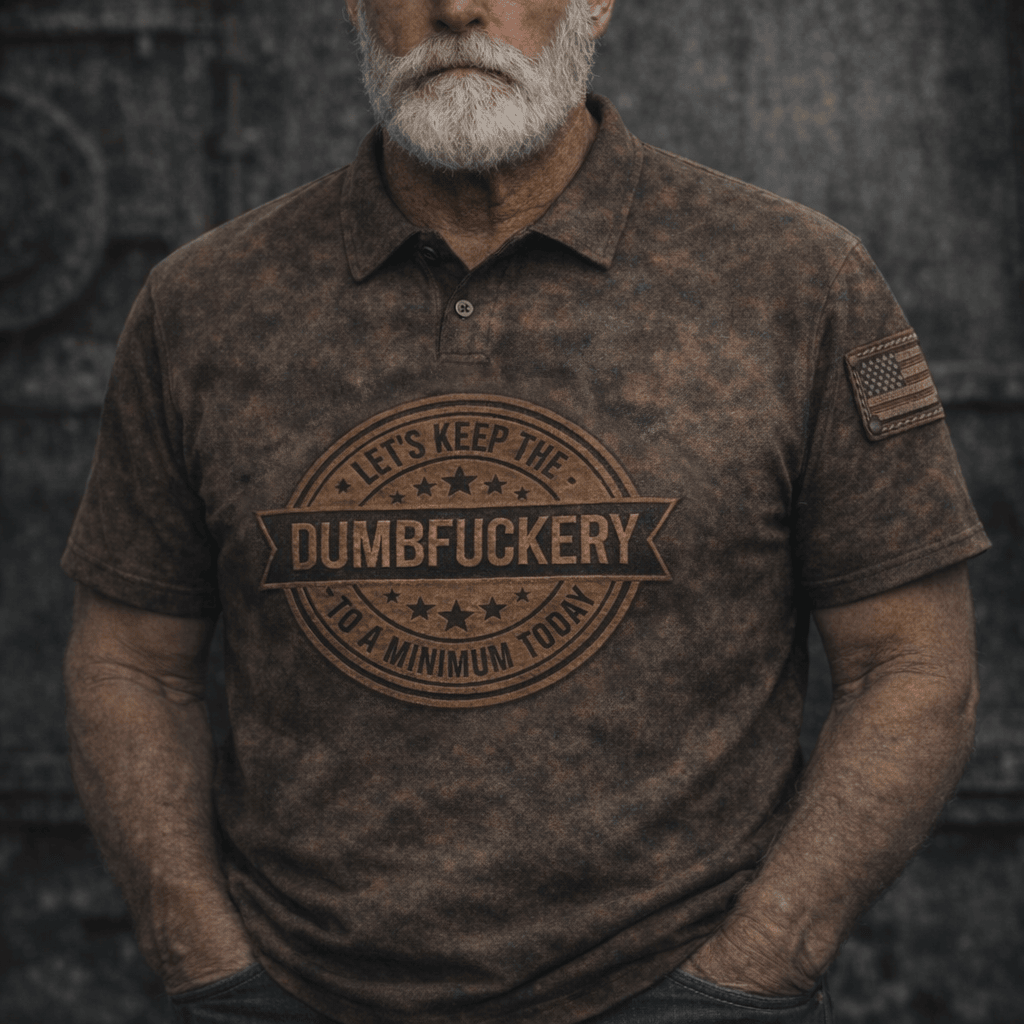 Let’s Keep the Dumbfuckery to a Minimum Today Printed Polo Shirt, Vintage Distressed Polo, Funny Sarcastic Gift for Men Dad