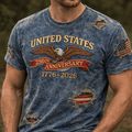 United States 250th Anniversary 1776-2026 T Shirt, Distressed Effect Patriotic Eagle Graphic Tee, Vintage USA 4th Of July Shirt