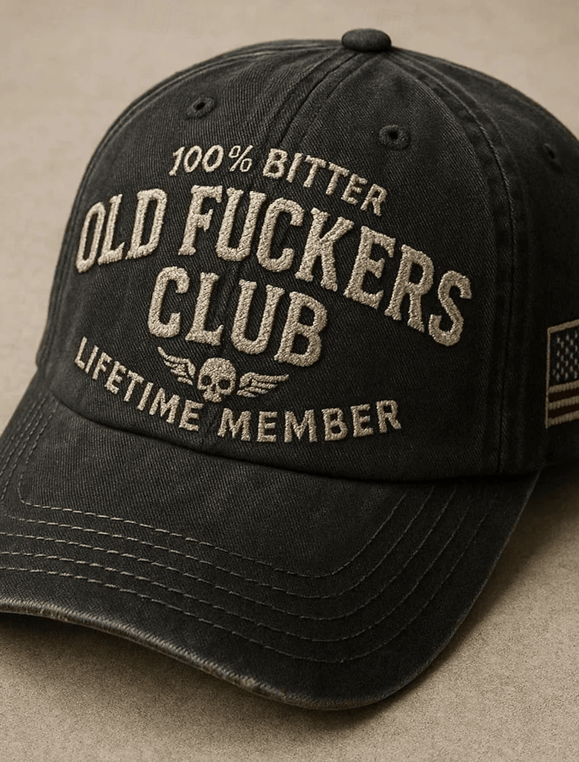 100% Bitter Old Fckers Club Hat, Funny Rude Grandpa Gift Cap, Lifetime Member Humor Dad Hat, Birthday Gift for Him