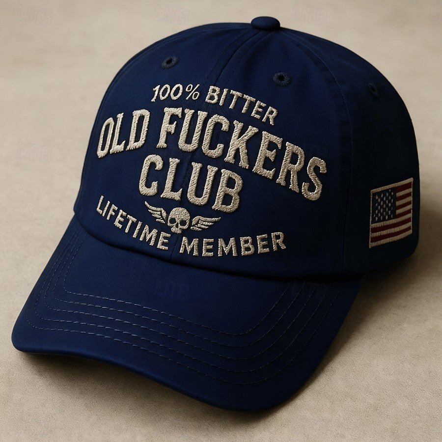 100% Bitter Old Fckers Club Printed Hat, Funny Old Man Humor Cap, Lifetime Member Gift for Grandpa Dad