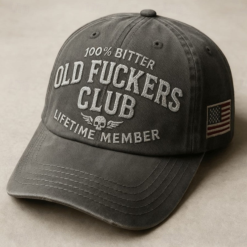 100 Percent Bitter Old Fckers Club Cap, Rude Funny Dad Hat, Novelty Gift for Older Men