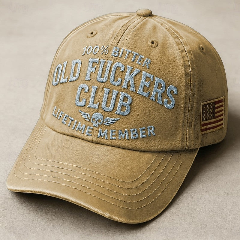 Bitter Old Man Club Printed Hat, Funny Senior Birthday Gift, Gift Cap for Grandpa Husband