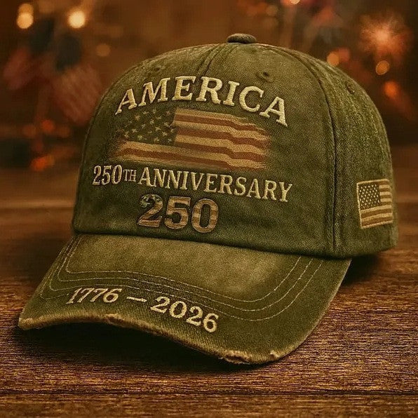 America 250th Anniversary 1776-2026 Green Vintage Hat, Patriotic USA Gift Cap