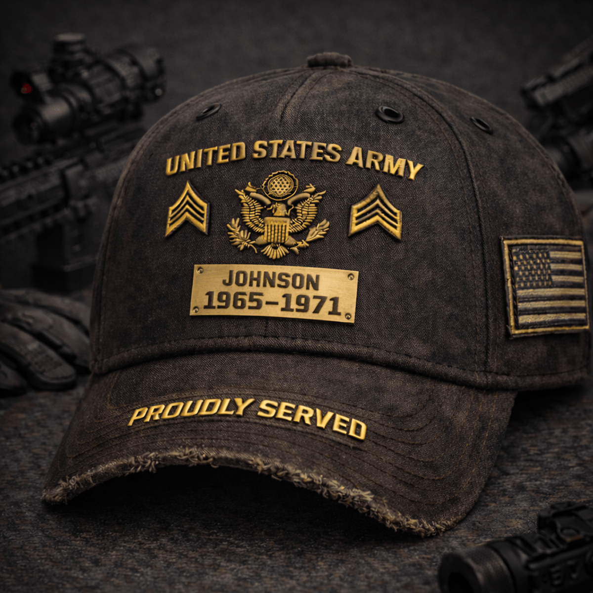United States Desert Camo Veteran Printed Hat, Personalized Military Cap Custom Name Proudly Served Gift for Dad