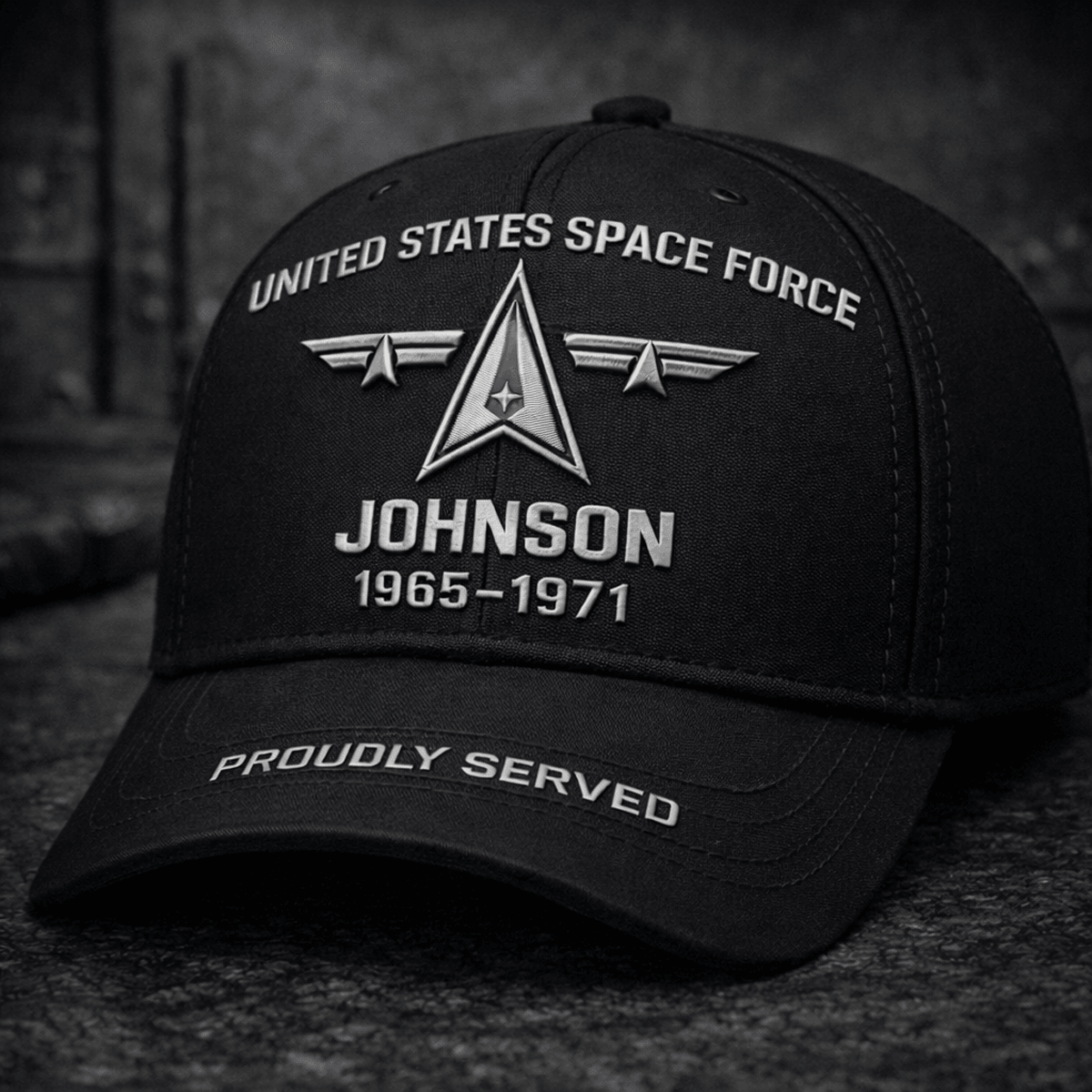 Classic Black Military Printed Hat, Personalized Veteran Cap, Custom Proudly Served Gift for Dad, Patriotic Retirement Present