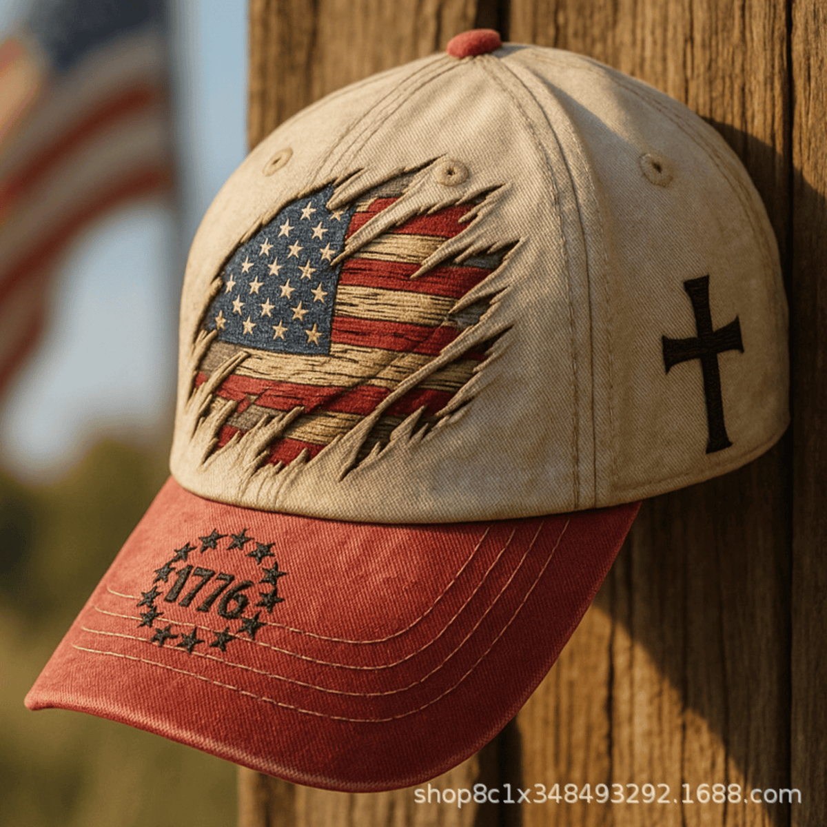 1776 American Flag Patriotic Hat, Vintage USA Independence Cap, 4th of July Gift, Distressed Style Baseball Hat