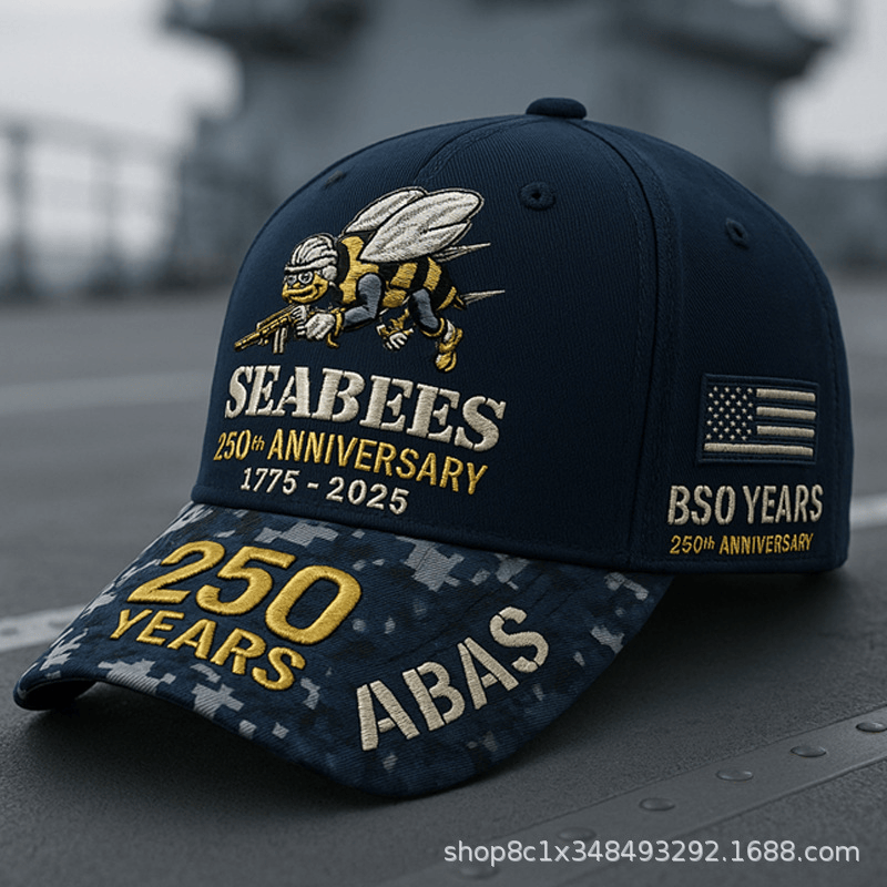 Seabees 250 Years Anniversary Hat 1775-2025, US Navy Construction Battalion Cap, Military Veteran Gift