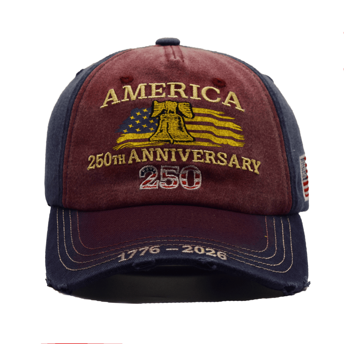 America 250th Anniversary 1776-2026 Hat, Patriotic USA Flag Cap, Liberty Bell Vintage Distressed Printed Baseball Hat, 4th of July Gift