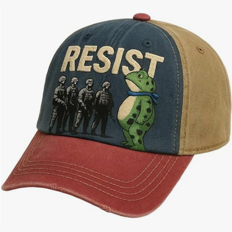 Resist Frog Protest Hat, Cartoon Political Statement Cap, Funny Meme Baseball Hat, Unique Gift for Him Her