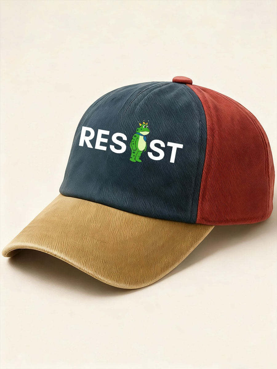 Resist Frog King Crown Hat, No Kings Protest Cap, Cartoon Political Baseball Hat Unisex Gift
