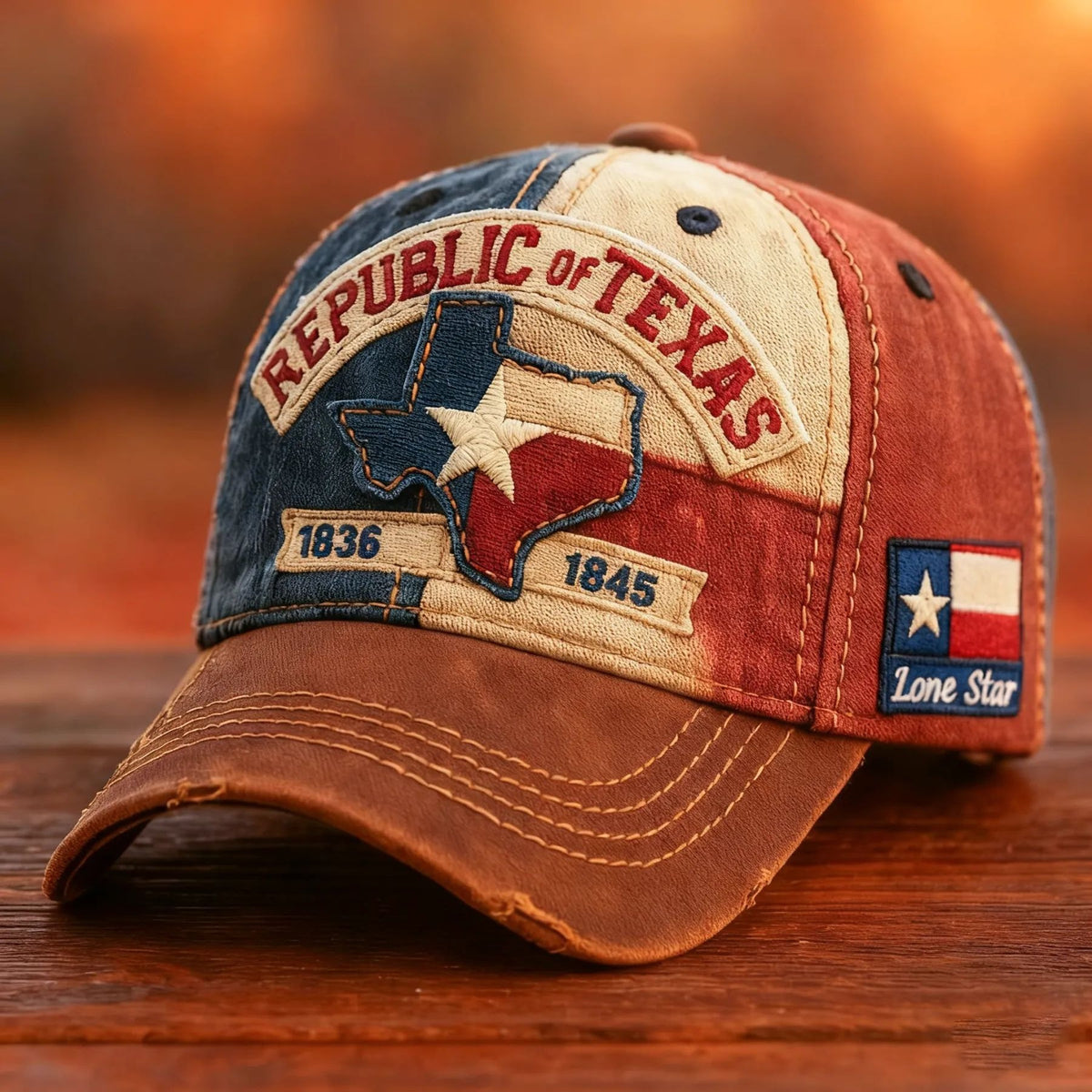 Republic of Texas Vintage Hat 1836 1845, Lone Star Flag Cap, Printed Texas Pride Baseball Hat Gift