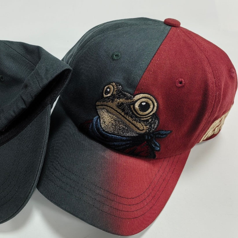 Frog Printed Two Tone Hat, Cute Cartoon Frog Cap, Vintage Style Unisex Streetwear Baseball Hat