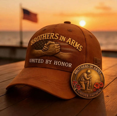Brothers In Arms United By Honor Hat, Veteran Memorial Cap, Military Tribute Gift for Soldier Dad