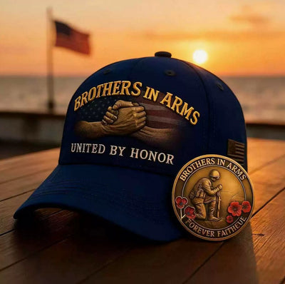 Brothers In Arms United By Honor Hat, Veteran Memorial Cap, Military Tribute Gift for Soldier Dad