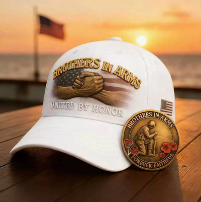 Brothers In Arms United By Honor Hat, Veteran Memorial Cap, Military Tribute Gift for Soldier Dad