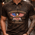 USA 250th Anniversary Printed Polo Shirt, United States 1776-2026 Patriotic Shirt, America 250 Years Gift for Dad