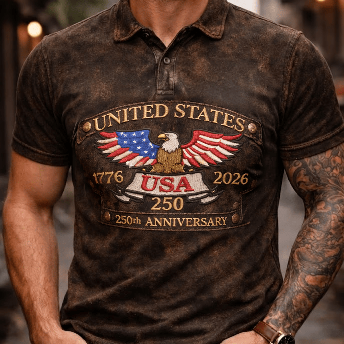 USA 250th Anniversary Printed Polo Shirt, United States 1776-2026 Patriotic Shirt, America 250 Years Gift for Dad