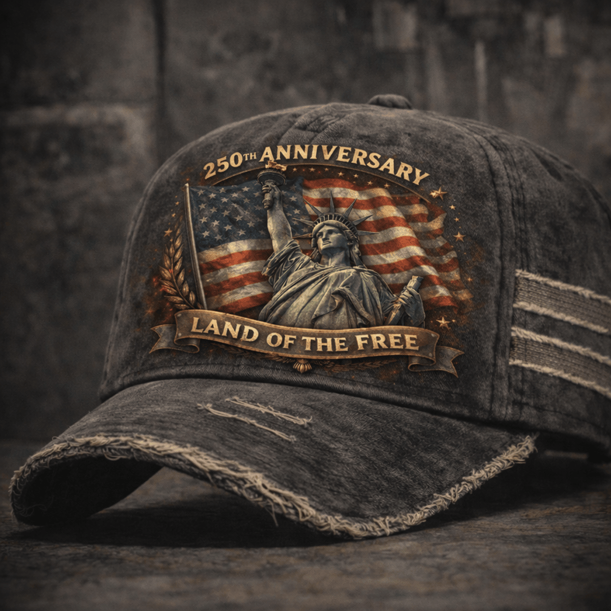 250th Anniversary Land of the Free Printed Hat, Statue of Liberty USA Cap, Patriotic 1776-2026 Gift