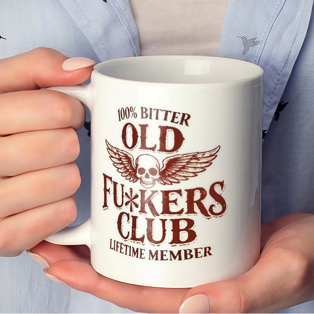 Bitter Old Fckers Club Mug, Lifetime Member Funny Coffee Mug, Gag Gift for Grandpa Dad, Sarcastic Humor Cup