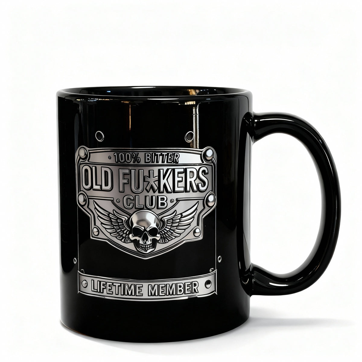 Bitter Old Fckers Club Black Mug, Funny Offensive Coffee Mug, Lifetime Member Gag Gift for Old Men Friends