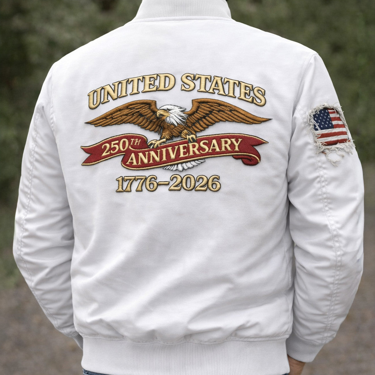 United States 250th Anniversary Eagle Printed Bomber Jacket Patriotic USA Flag Jacket 1776-2026 Independence Gift