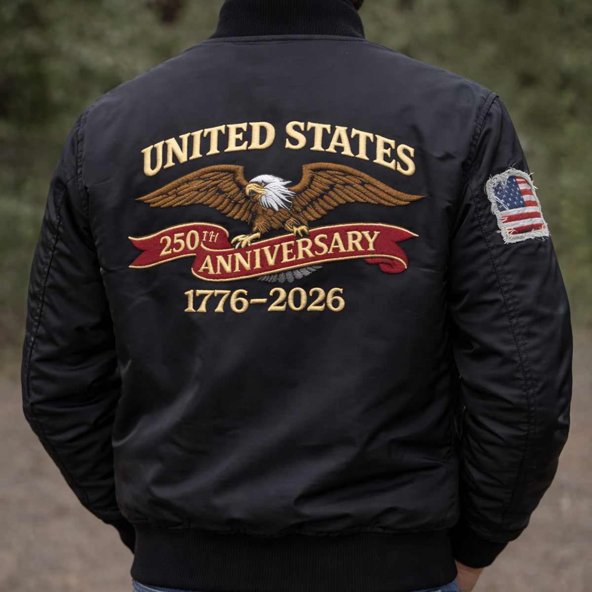 United States 250th Anniversary Eagle Printed Bomber Jacket Patriotic USA Flag Jacket 1776-2026 Independence Gift For Men