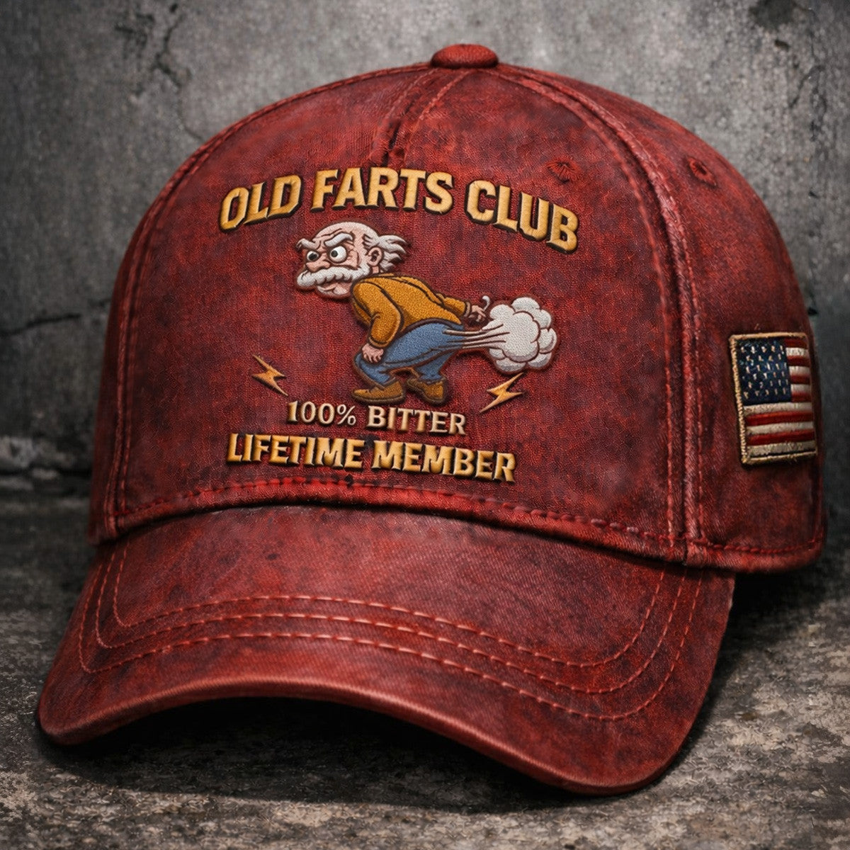 Old Farts Club Printed Hat, Funny Grandpa Farting Cap, Old Man Joke Hat, Bitter Lifetime Member Gift