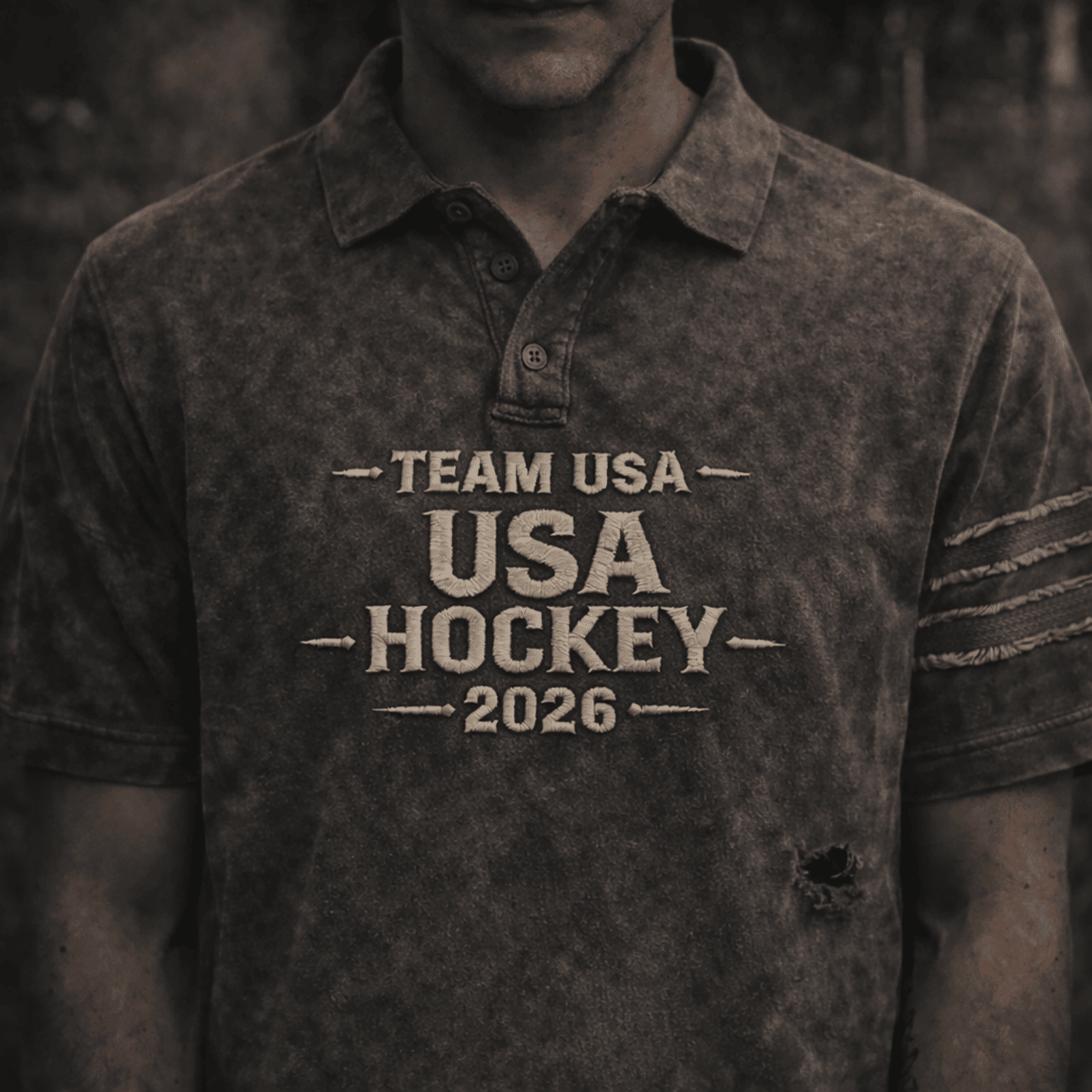 Team USA Hockey 2026 Printed Polo Shirt, USA Hockey Fan Polo Shirt, Vintage USA Hockey Polo, Patriotic USA Sports Gift