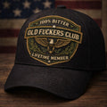 Old Fckers Club Eagle Badge Vintage Trucker Printed Cap, Bitter Lifetime Member Patriotic Hat for Men USA, Gift For Dad Hat