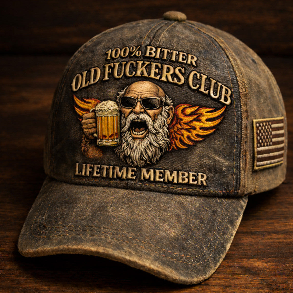 Bitter Old Fuckers Club Printed Vintage Cap, Funny Grandpa Beer Hat Print, Old Man Humor Trucker Cap, Father’s Day Gift