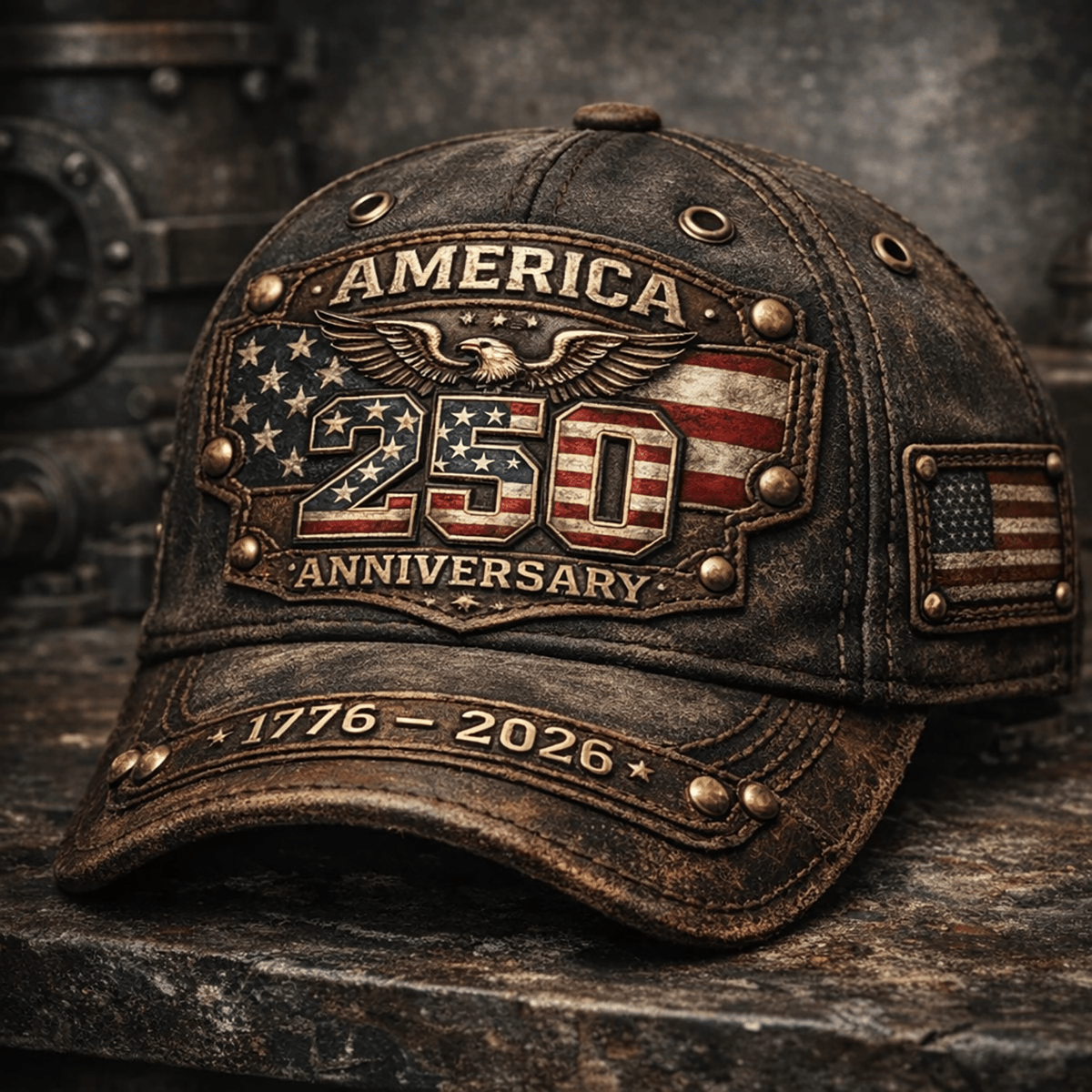 America 250 Anniversary 1776 2026 Patriotic Eagle USA Flag Printed Vintage Cap American Freedom Hat Gift for Dad Father’s Day Patriotic USA Pride Cap