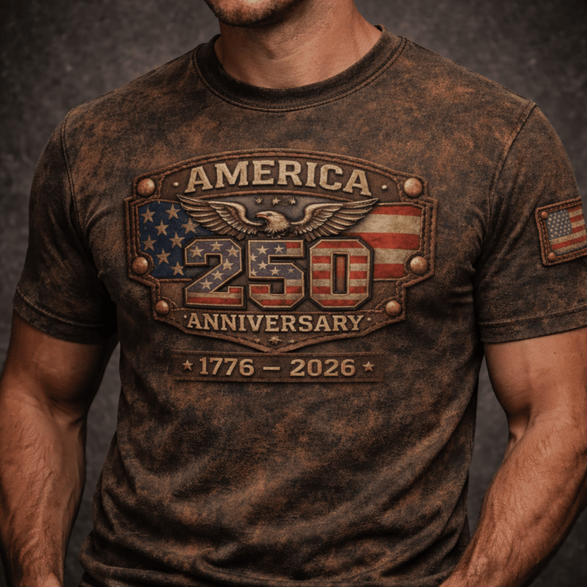 America 250 Anniversary 1776 2026 Patriotic Eagle USA Flag Printed T Shirt American Freedom Graphic Tee Gift for Dad Father’s Day Patriotic USA Pride Tee
